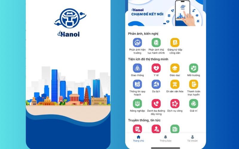 Giao diện ihanoi trên điện thoại