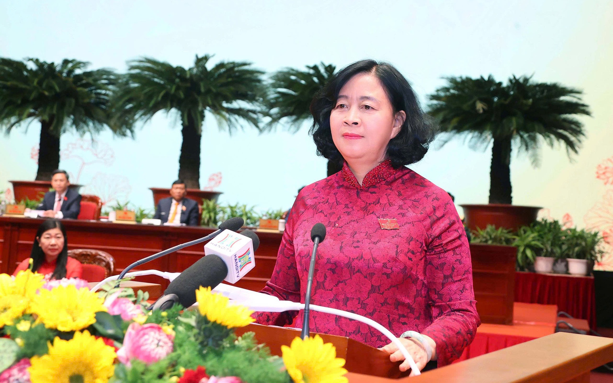 Bí thư Thành ủy Hà Nội Bùi Thị Minh Hoài phát biểu bế mạc Đại hội