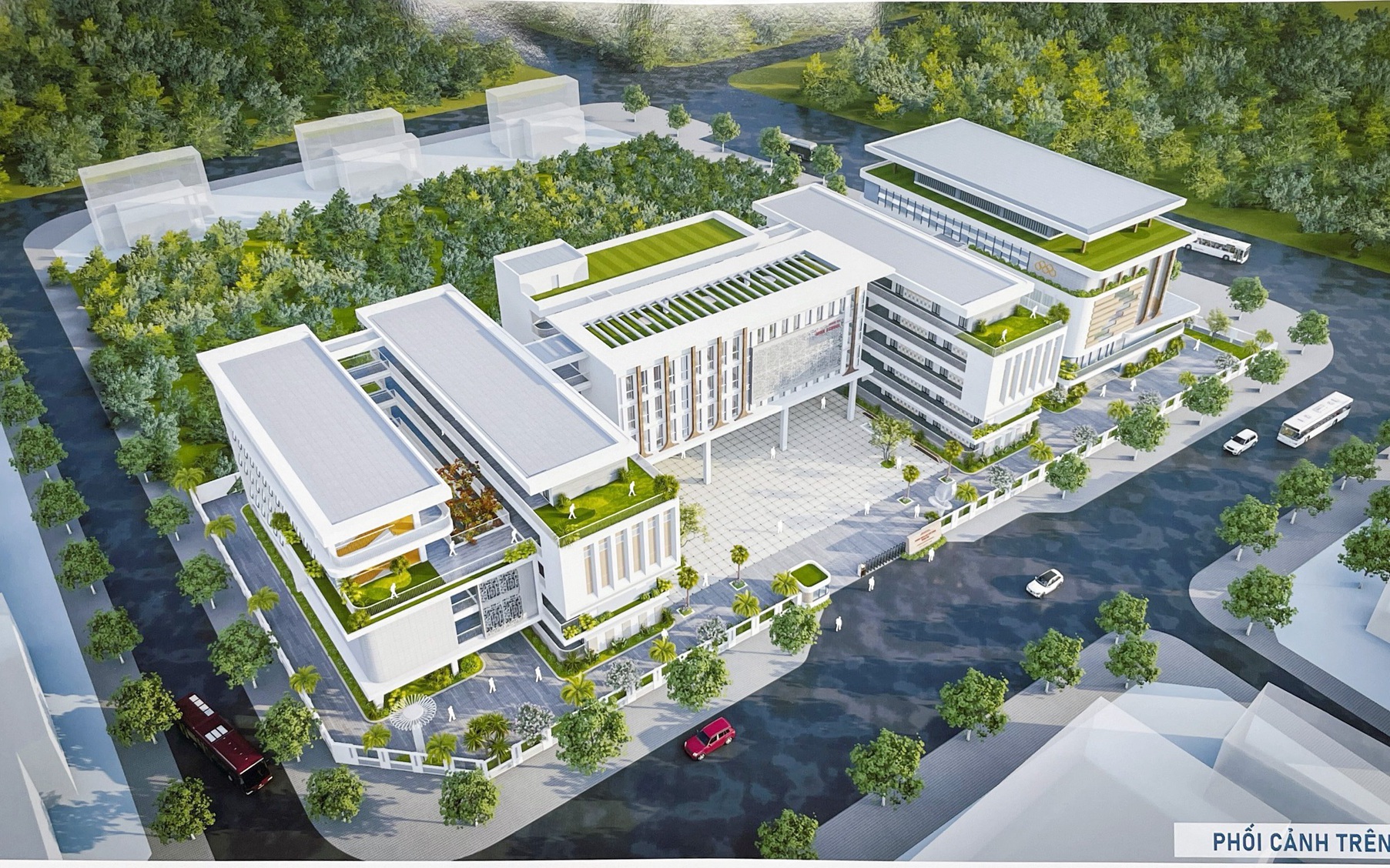 Perspectivă generală asupra proiectului Liceului Do Muoi Phối cảnh tổng thể Dự án Trường THPT Đỗ Mười