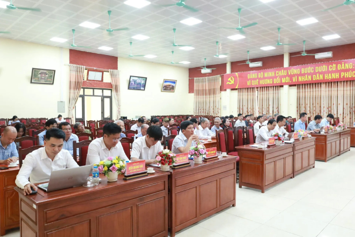 ຄະນະພັກເມືອງມິນເຈົາ ໄດ້ຈັດຕັ້ງກອງປະຊຸມປະກາດຜົນຂອງກອງປະຊຸມໃຫຍ່ອົງຄະນະພັກເມືອງ - ຮູບ 1. Đảng ủy xã Minh Châu tổ chức Hội nghị thông tin kết quả Đại hội đại biểu Đảng bộ Thành phố- Ảnh 1.