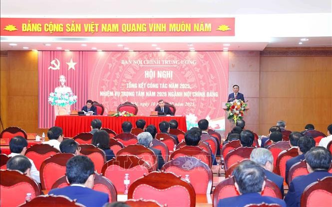 Thường trực Ban Bí thư Trần Cẩm Tú phát biểu kết luận Hội nghị. Ảnh: TTXVN