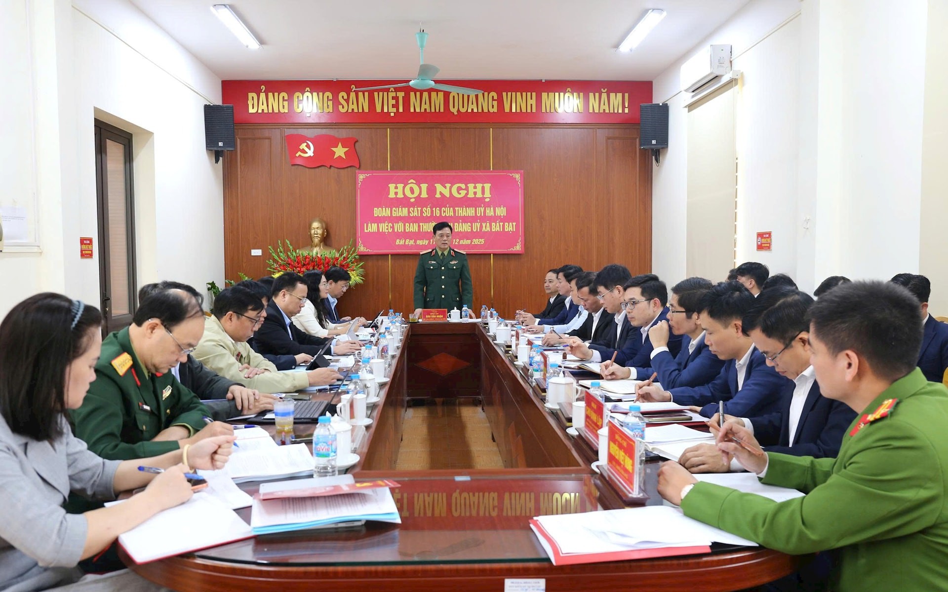 Thiếu tướng Đào Văn Nhận, Tư lệnh Bộ Tư lệnh Thủ đô Hà Nội, Trưởng Đoàn giám sát phát biểu