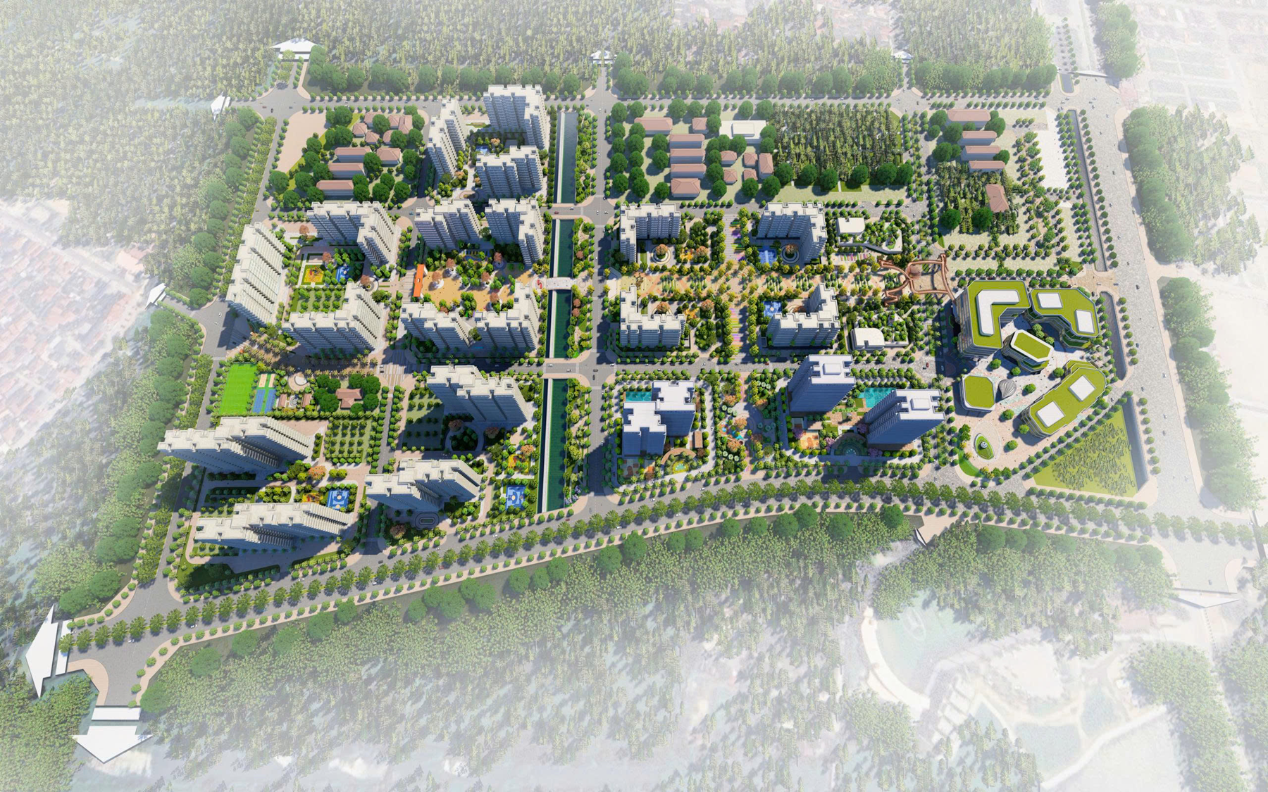 Phối cảnh Dự án đầu tư xây dựng Khu nhà ở xã hội Tiên Dương 1 tại xã Phúc Thịnh, Hà Nội.