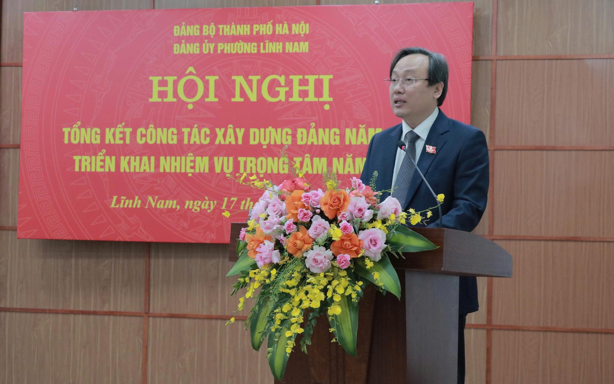 Bí thư Đảng ủy, Chủ tịch HĐND phường Đỗ Thanh Tùng phát biểu chỉ đạo 