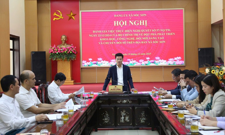 Đảng bộ xã Sóc Sơn tổ chức hội nghị đánh giá việc thực hiện Nghị quyết số 57-NQ/TW của Bộ Chính trị về phát triển khoa học, công nghệ, đổi mới sáng tạo và chuyển đổi số- Ảnh 3.