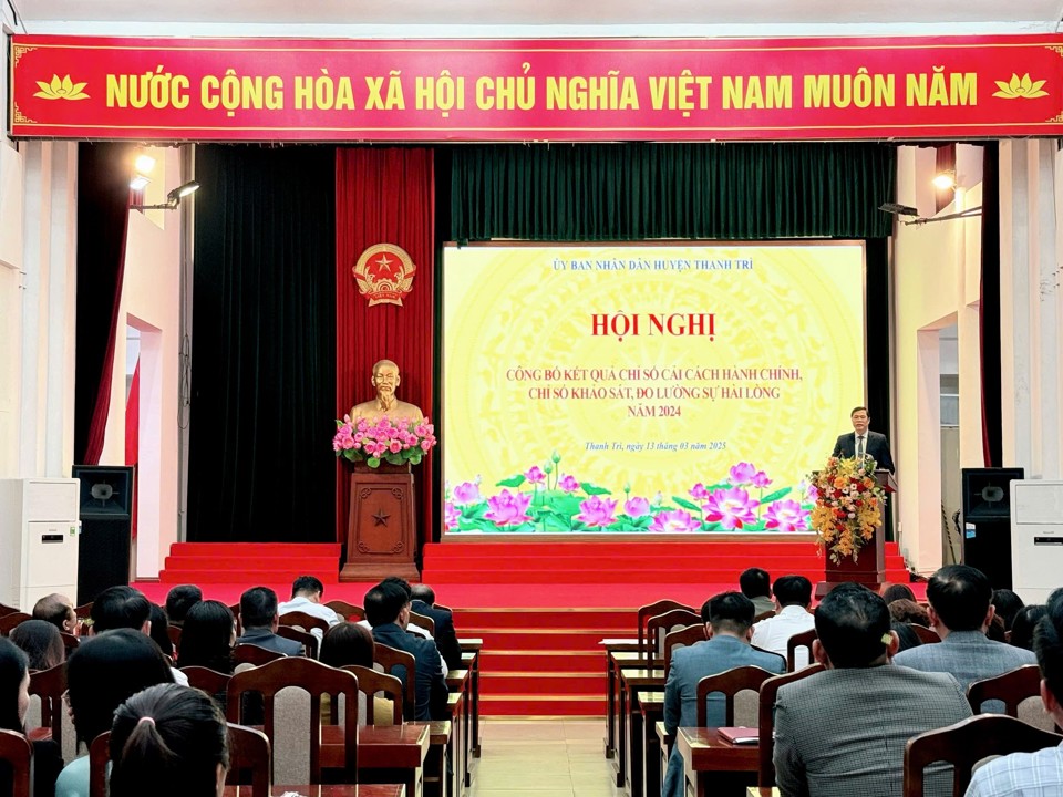 Thanh Trì: Chỉ số CCHC của các phòng chuyên môn, xã, thị trấn đều đạt trên 90%- Ảnh 1.