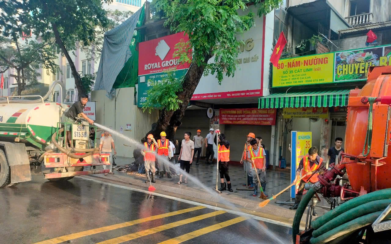 Hiện tượng trào bùn trên phố Cát Linh khi khoan hầm đã được kiểm soát