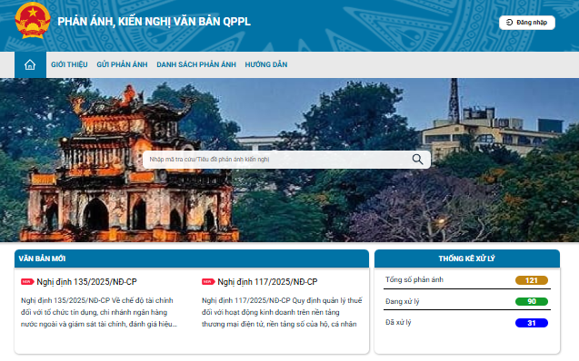 Trước 20/6/2025, hoàn thành tích hợp Hệ thống thông tin tiếp nhận, xử lý phản ánh, kiến nghị về VBQPPL với Cổng TTĐT bộ, ngành, địa phương