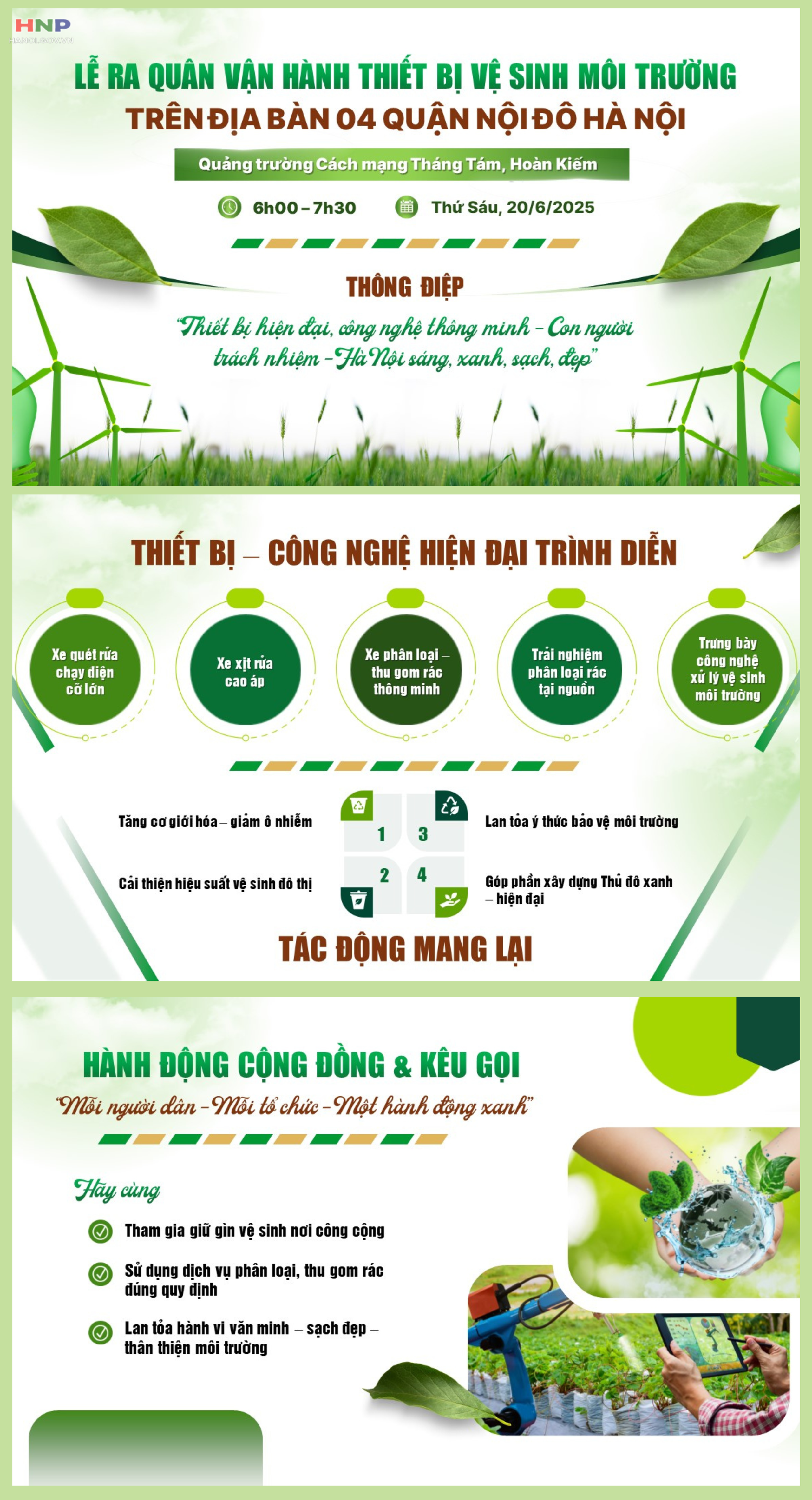 Ra quân vận hành phương tiện, thiết bị vệ sinh môi trường 4 quận nội đô- Ảnh 1.