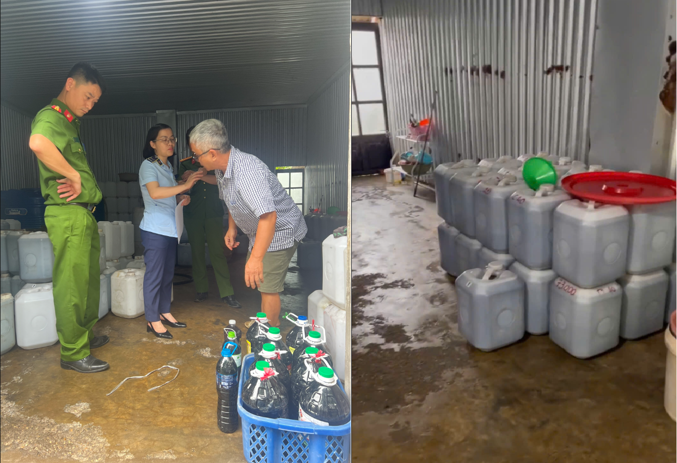 Phát hiện hơn 2.600 lít nước mắm không rõ nguồn gốc cùng lượng lớn quần áo giả mạo thương hiệu- Ảnh 1.