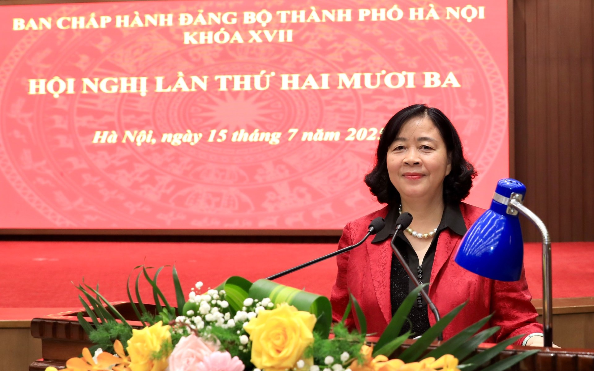 Bí thư Thành ủy Hà Nội Bùi Thị Minh Hoài phát biểu kết luận Hội nghị