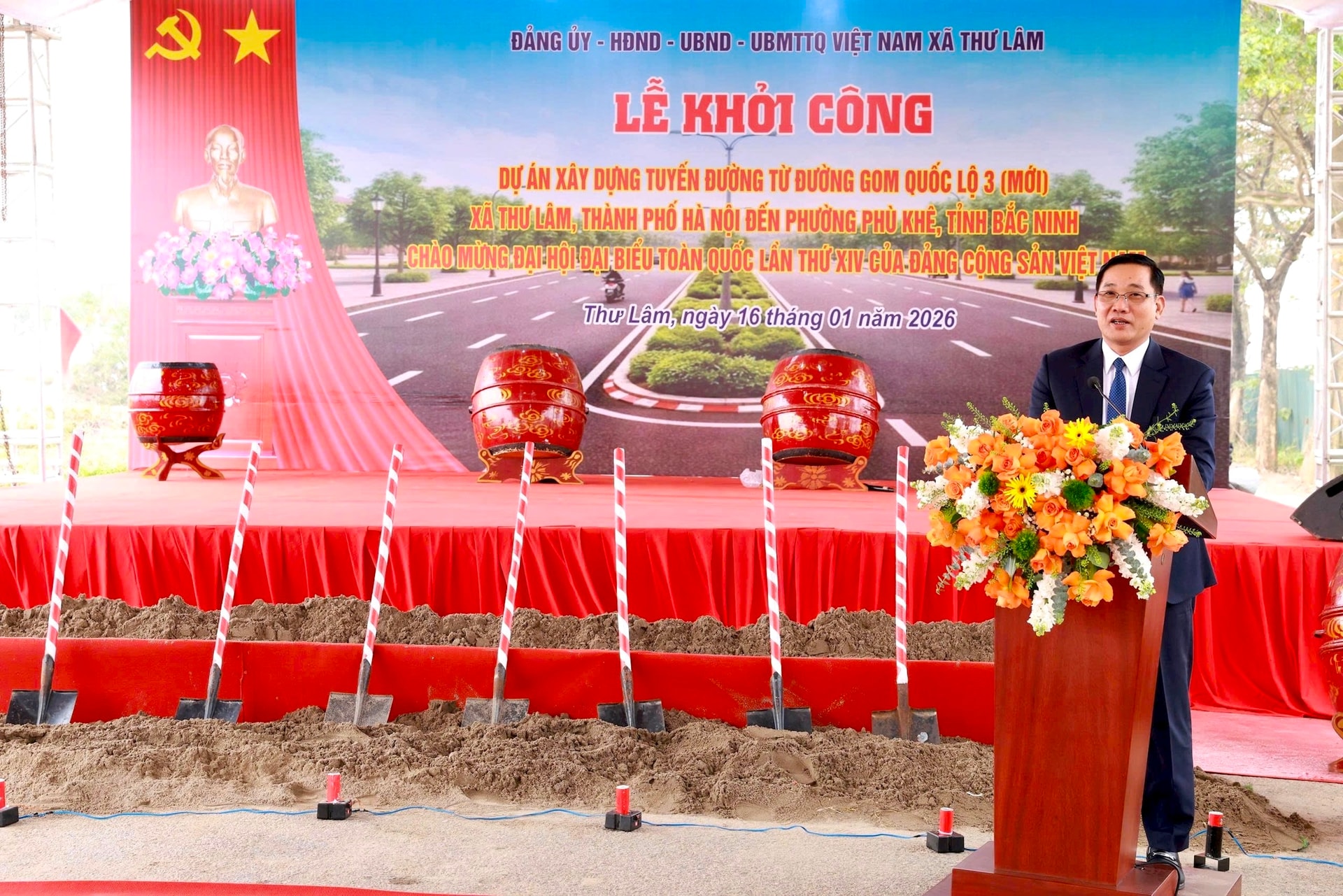 Khởi công tuyến đường kết nối xã Thư Lâm với phường Phù Khê (tỉnh Bắc Ninh)- Ảnh 2.