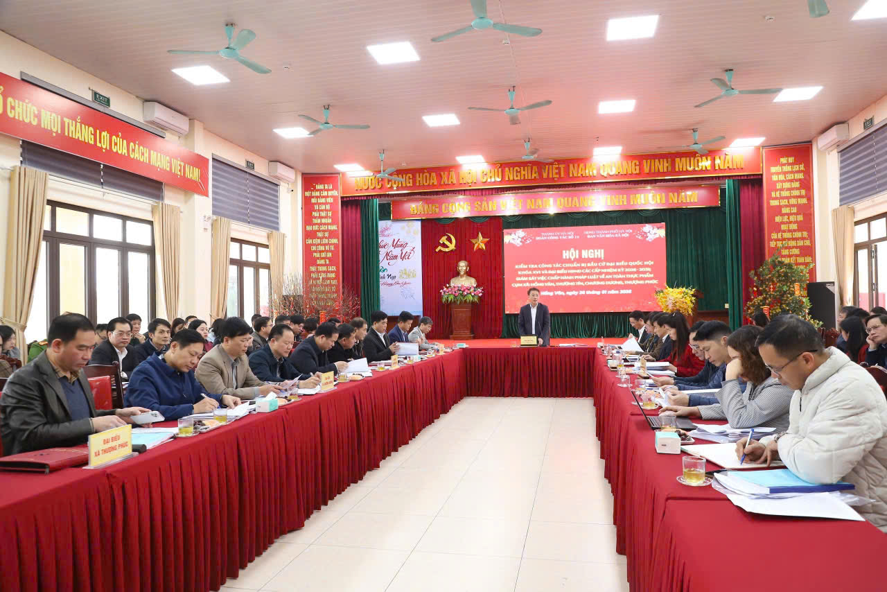 Đoàn công tác số 14 của Thành ủy và đoàn giám sát của HĐND Thành phố kiểm tra, giám sát tại 4 xã về công tác chuẩn bị bầu cử.- Ảnh 1.