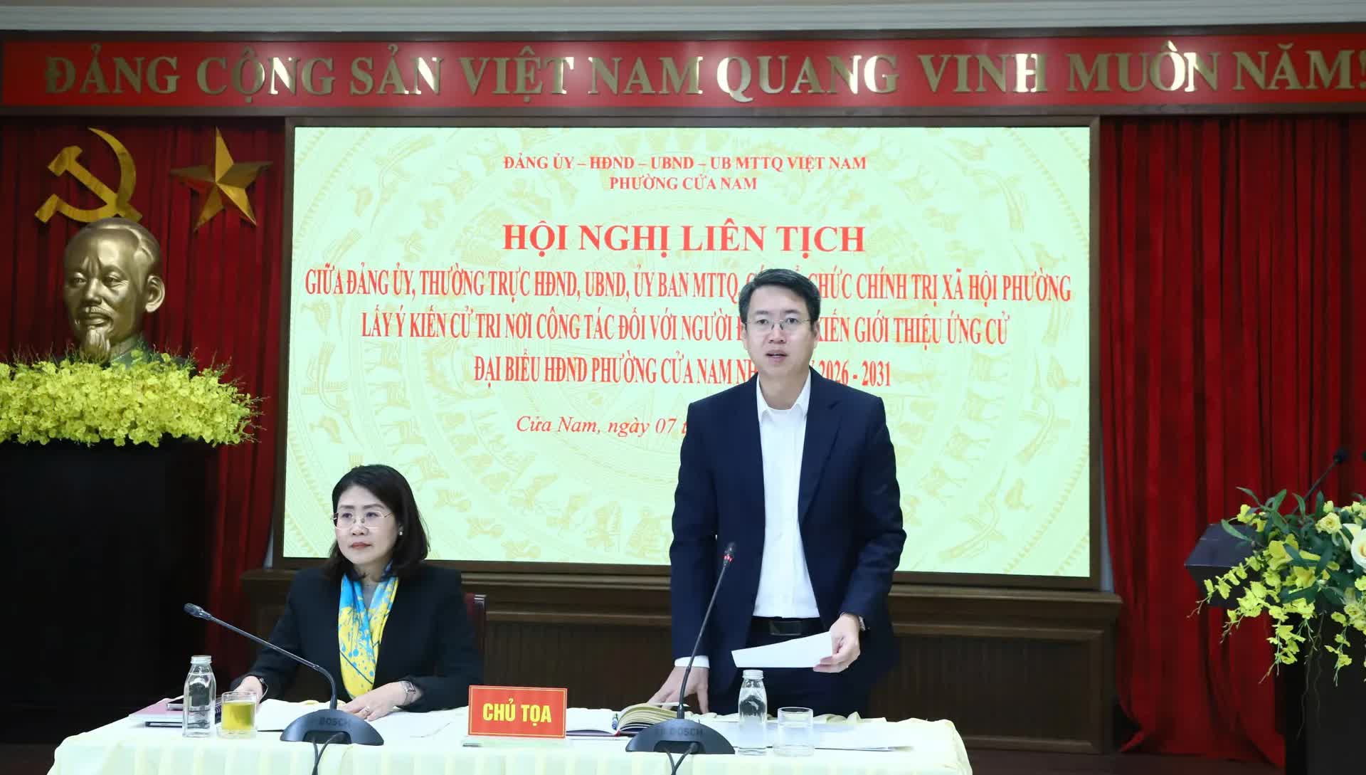 Phường Cửa Nam lấy ý kiến cử tri nơi công tác đối với người được dự kiến giới thiệu ứng cử đại biểu Quốc hội và đại biểu HĐND phường- Ảnh 1.