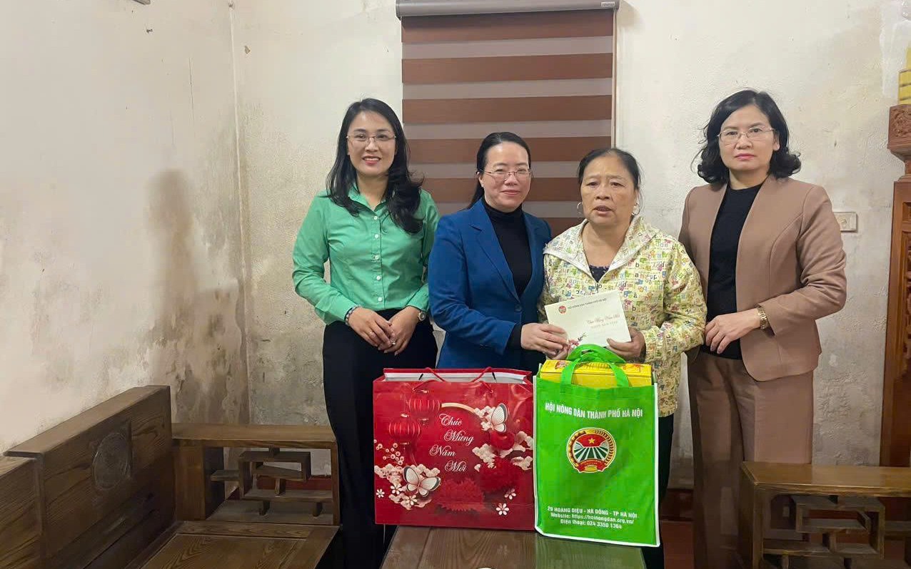 Chủ tịch Hội Nông dân thành phố Hà Nội Phạm Hải Hoa đã trực tiếp thăm, tặng quà hội viên nông dân có hoàn cảnh khó khăn tại xã Liên Minh.