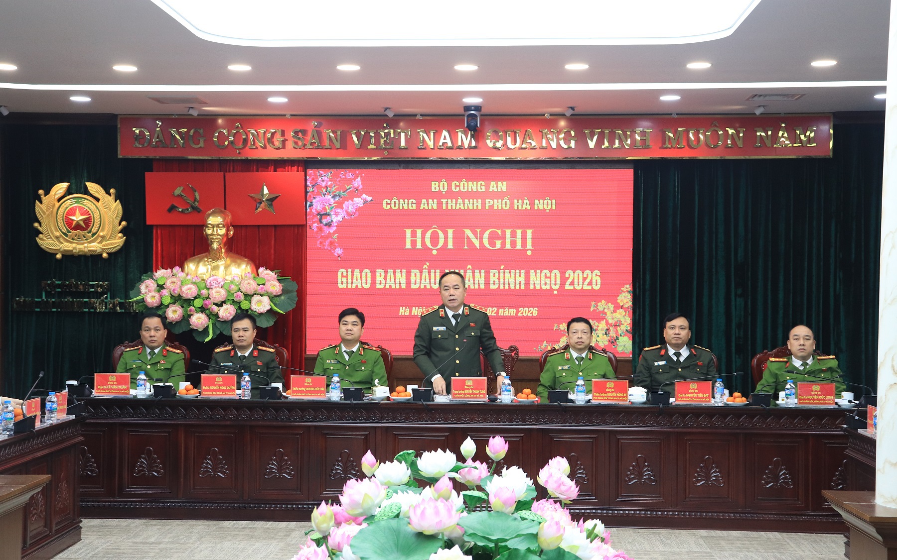 Trung tướng Nguyễn Thanh Tùng, Giám đốc Công an Thành phố phát biểu chỉ đạo tại Hội nghị