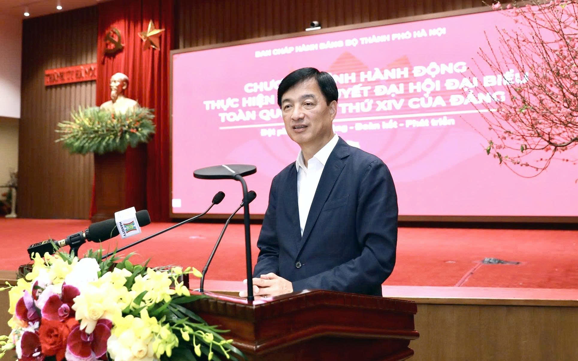 Bí thư Thành ủy Hà Nội Nguyễn Duy Ngọc phát biểu chỉ đạo hội nghị