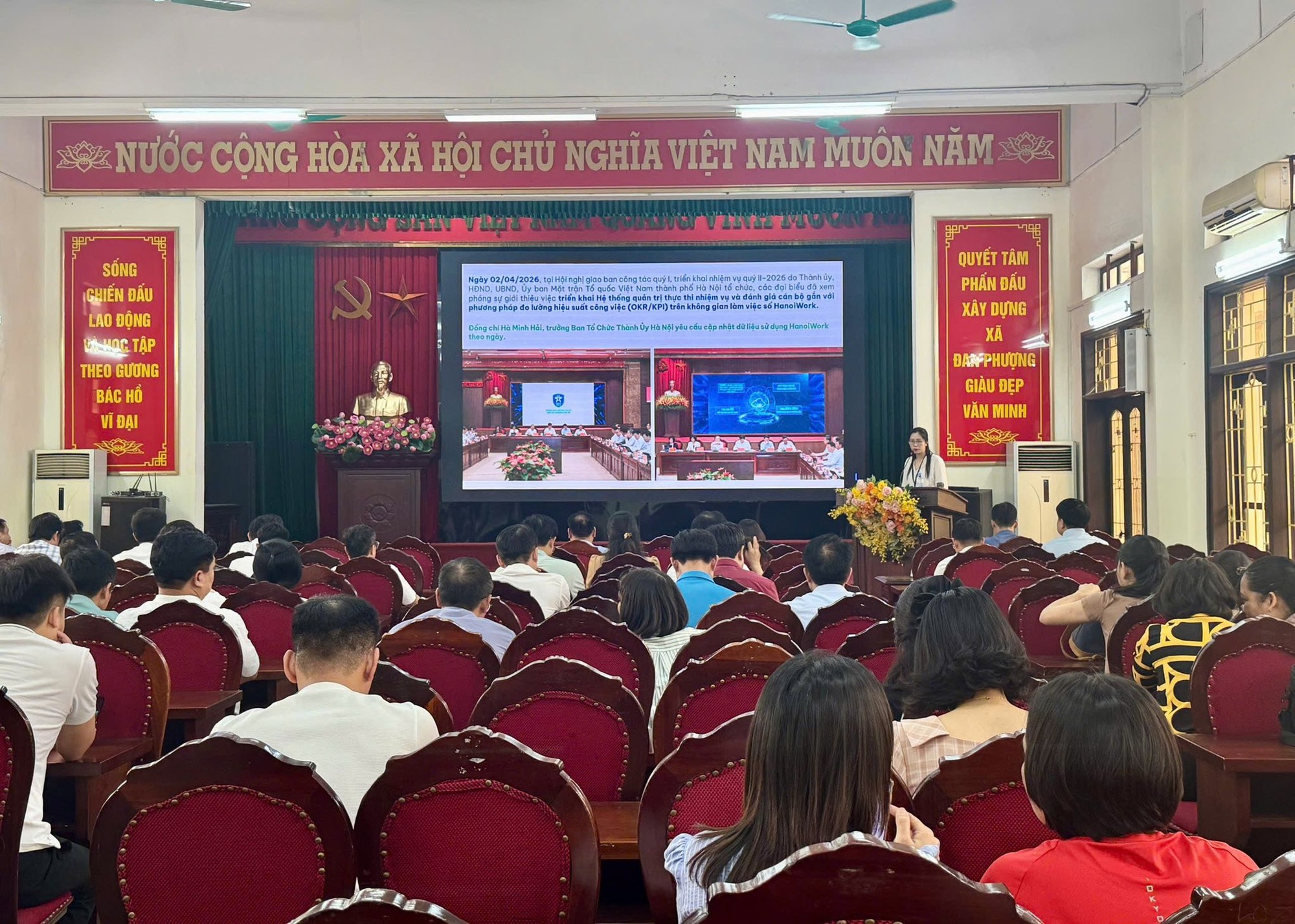 Xã Đan Phượng tập huấn sử dụng Không gian làm việc số (HanoiWork) cho cán bộ, công chức, viên chức- Ảnh 2.