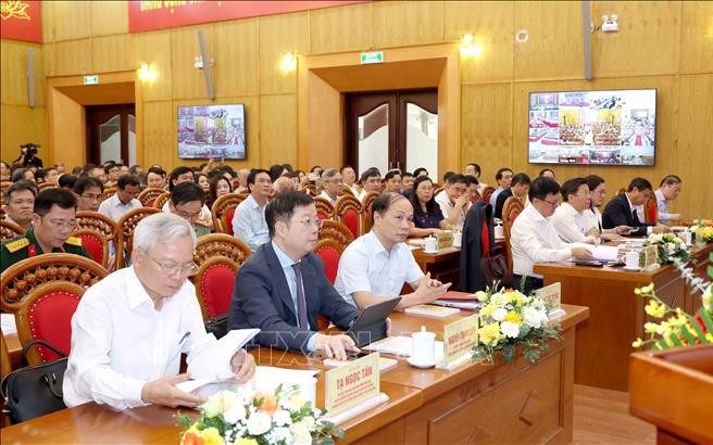 Các đại biểu dự tại điểm cầu Ban Tuyên giáo và Dân vận Trung ương. Ảnh: TTXVN