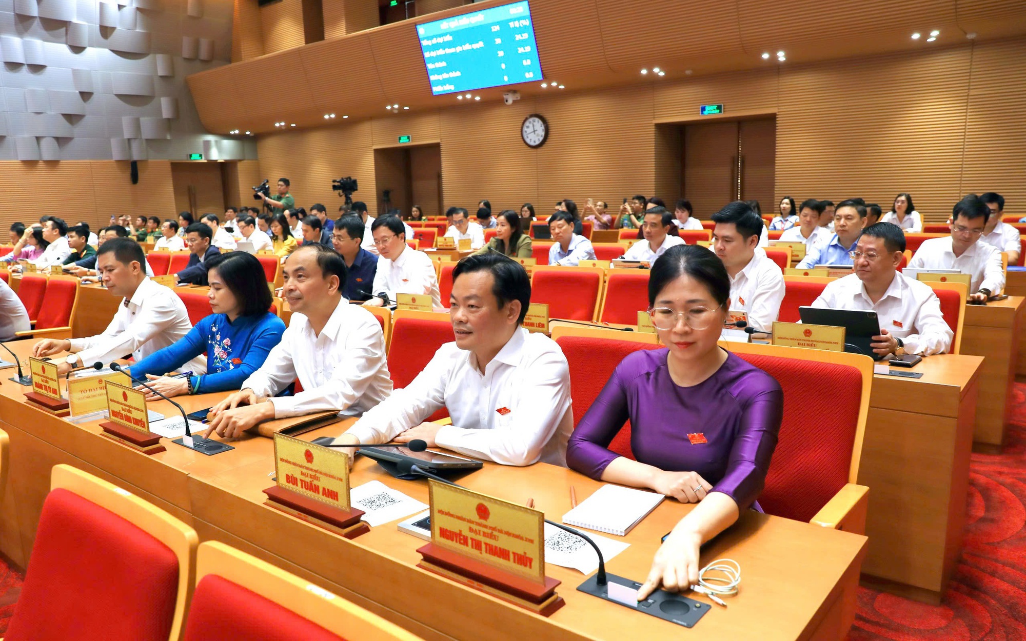 Đại biểu HĐND thành phố Hà Nội khóa XVII biểu quyết thông qua Nghị quyết