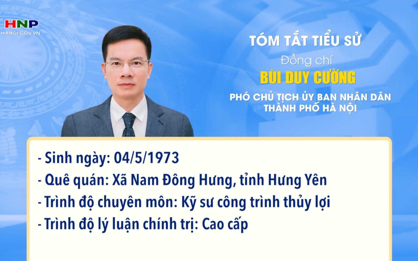 Đồng chí Bùi Duy Cường được bầu giữ chức Phó Chủ tịch UBND thành phố Hà Nội