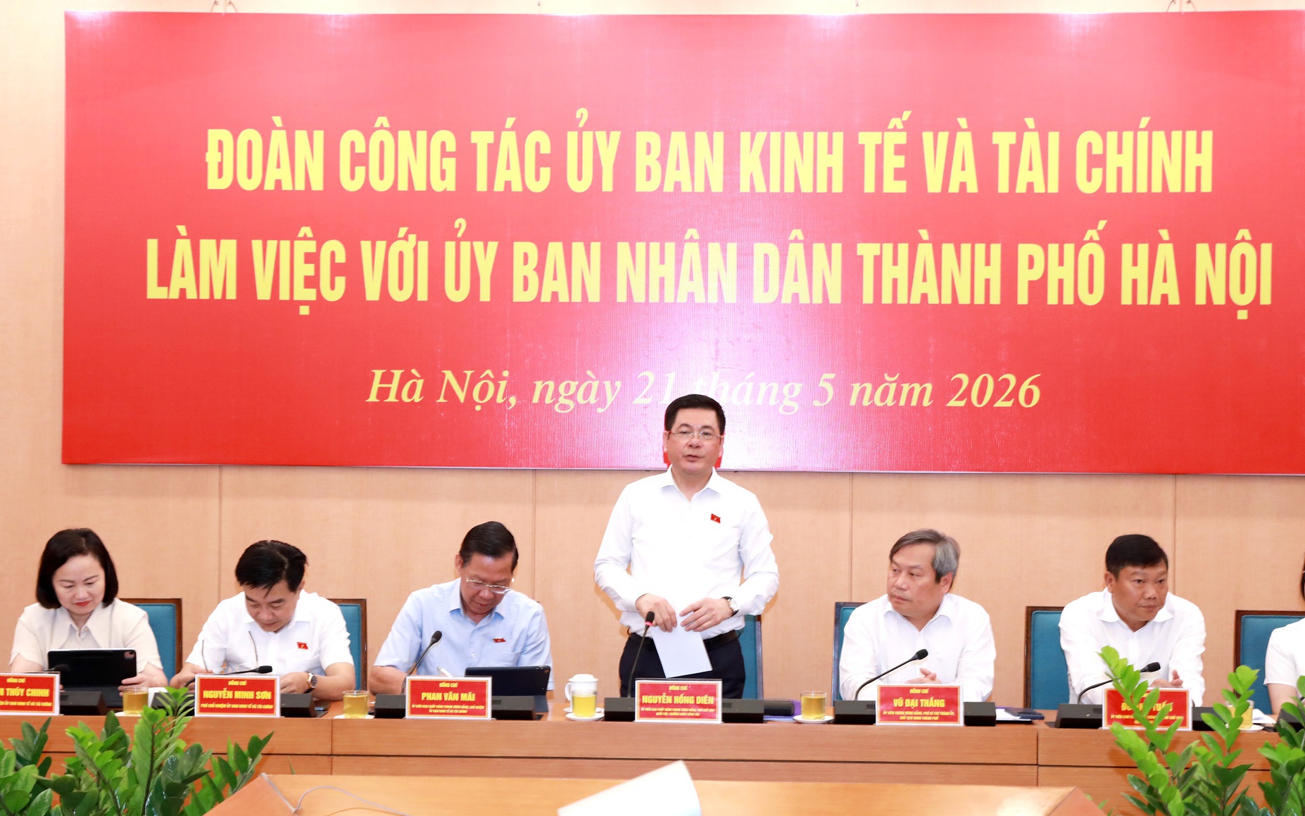 Phó Chủ tịch Quốc hội Nguyễn Hồng Diên phát biểu tại buổi làm việc