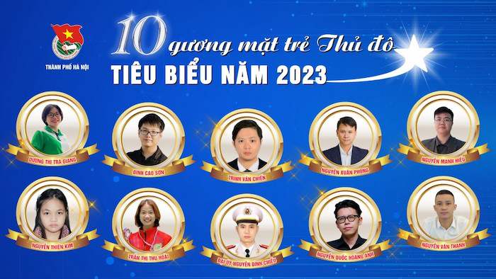 Thành đoàn Hà Nội công bố 10 gương mặt trẻ Thủ đô tiêu biểu năm 2023