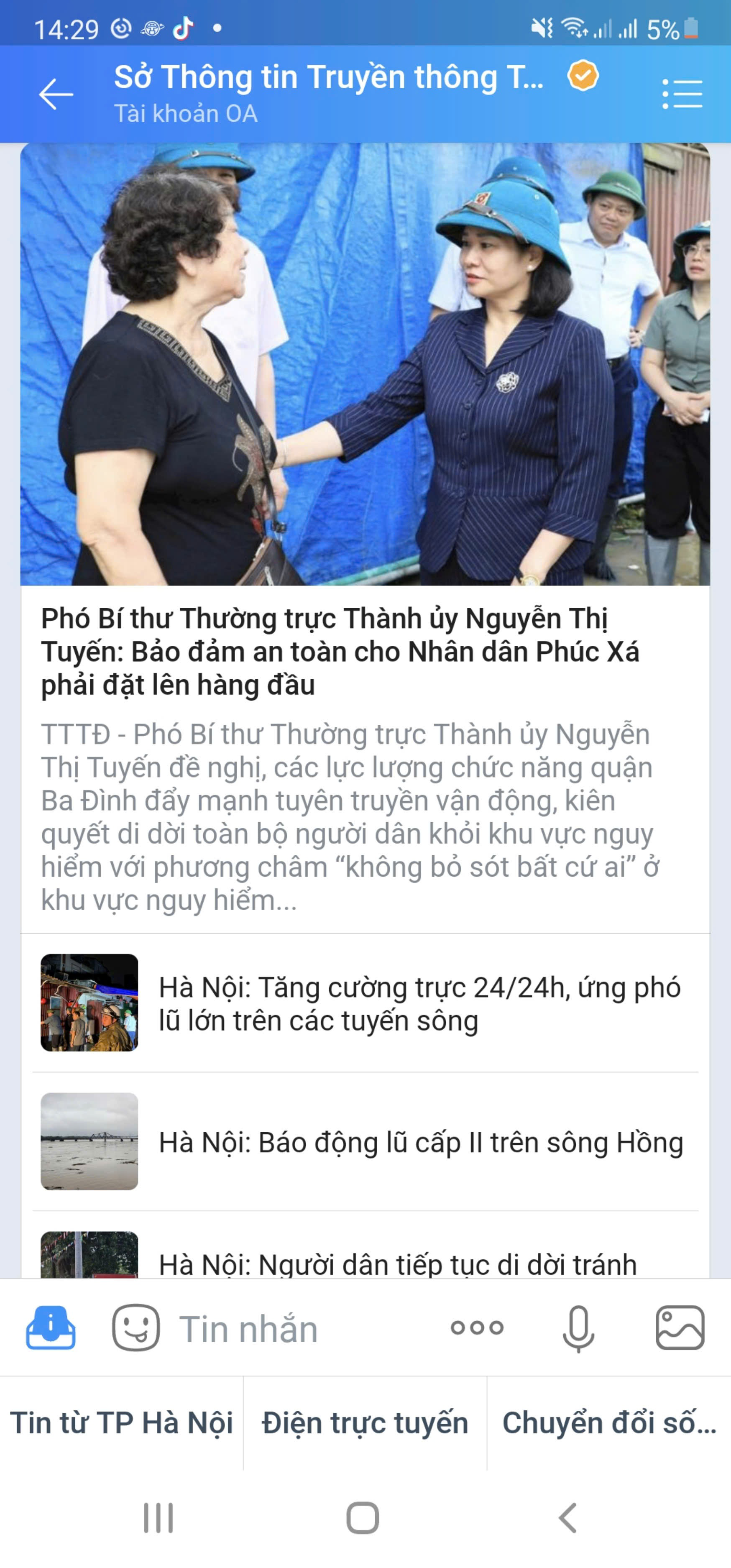 Hà Nội tích cực cập nhật tình hình mưa lũ trên hệ thống thông tin cơ sở và mạng xã hội