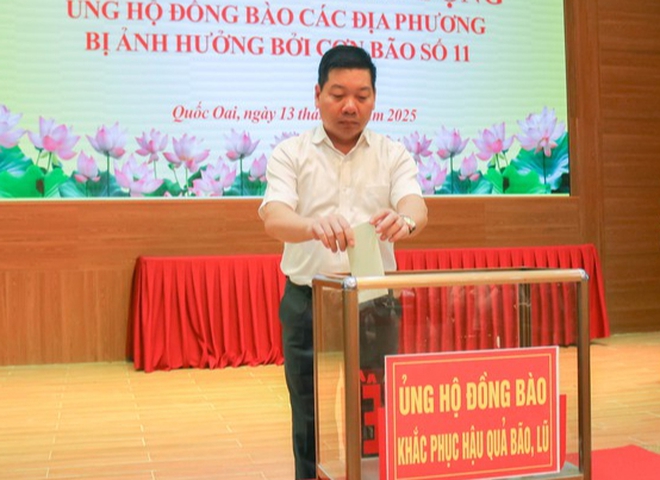 Quốc Oai: Lan tỏa tinh thần nhân ái từ lễ phát động ủng hộ đồng bào vùng bão- Ảnh 3.
