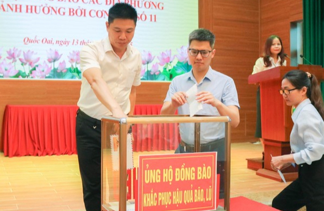 Quốc Oai: Lan tỏa tinh thần nhân ái từ lễ phát động ủng hộ đồng bào vùng bão- Ảnh 6.