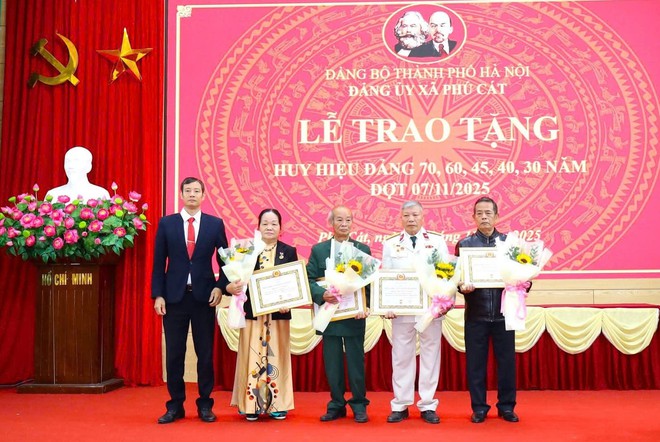 Trang trọng Lễ trao Huy hiệu Đảng đợt 7/11 tại xã Phú Cát- Ảnh 2.