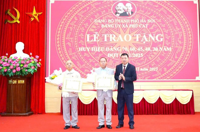 Trang trọng Lễ trao Huy hiệu Đảng đợt 7/11 tại xã Phú Cát- Ảnh 4.