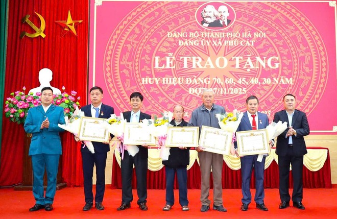 Trang trọng Lễ trao Huy hiệu Đảng đợt 7/11 tại xã Phú Cát- Ảnh 3.