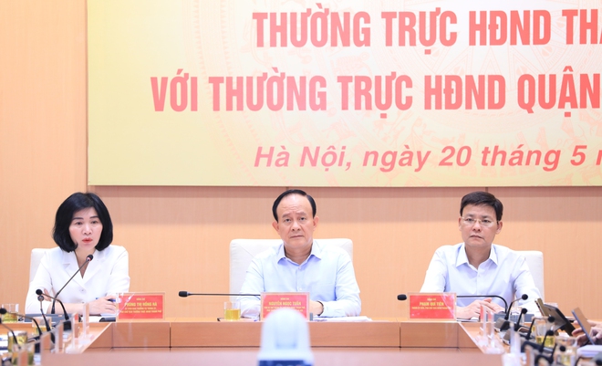 Thường trực HĐND thành phố Hà Nội giao ban với Thường trực HĐND quận, huyện, thị xã- Ảnh 2.