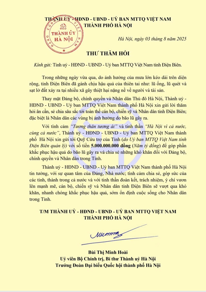 Hà Nội hỗ trợ 8 tỷ đồng giúp nhân dân tỉnh Điện Biên, Sơn La khắc phục hậu quả thiên tai- Ảnh 1.