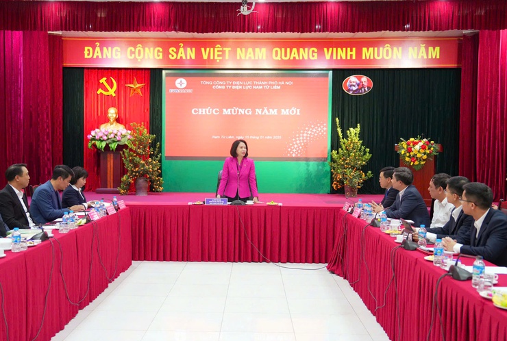 Phó Chủ tịch UBND Thành phố Vũ Thu Hà tới thăm và chúc Tết cán bộ, nhân viên Công ty Điện lực Nam Từ Liêm- Ảnh 3.