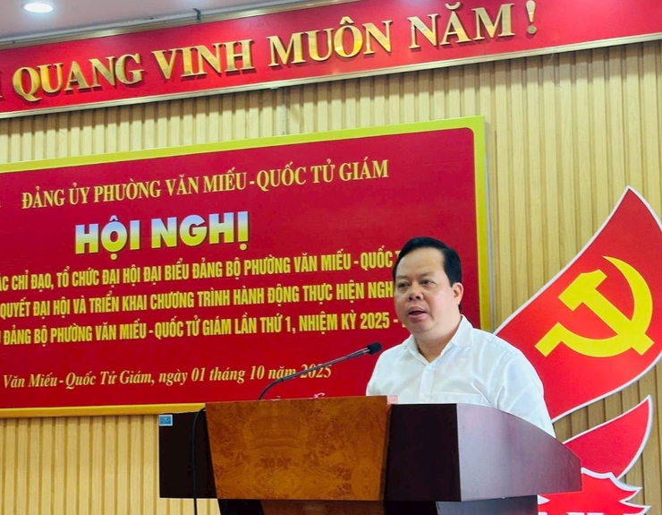 Phường Văn Miếu - Quốc Tử Giám quyết tâm thực hiện thắng lợi Nghị quyết Đại hội Đảng bộ lần thứ I- Ảnh 1.