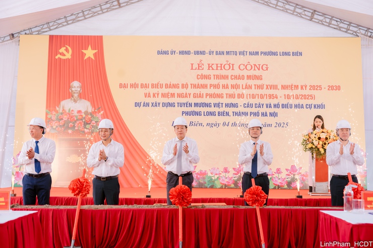 Hà Nội khởi công dự án gần 1.000 tỷ phục vụ tiêu thoát nước khu vực Long Biên- Ảnh 6.