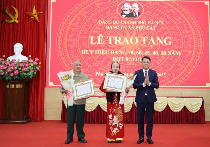 Trang trọng Lễ trao Huy hiệu Đảng đợt 7/11 tại xã Phú Cát- Ảnh 1.