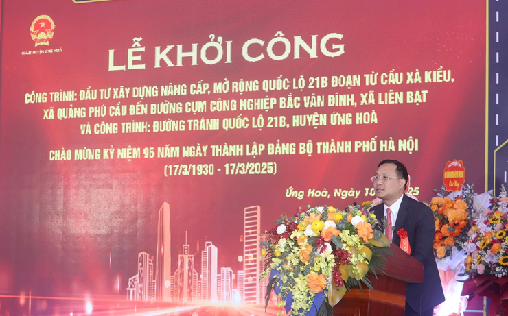 Huyện Ứng Hòa: Khởi công hai dự án giao thông trọng điểm, tạo động lực phát triển- Ảnh 3.