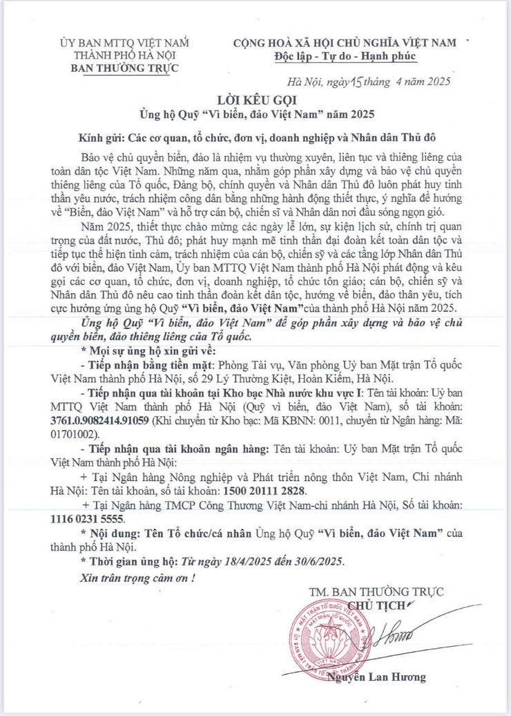 Ủng hộ Quỹ "Vì biển, đảo Việt Nam", bảo vệ chủ quyền Tổ quốc- Ảnh 1.