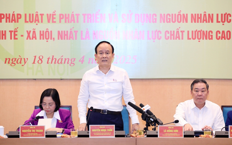 Đoàn giám sát của Ủy ban Thường vụ Quốc hội làm việc với UBND thành phố Hà Nội về phát triển nguồn nhân lực chất lượng cao- Ảnh 7.