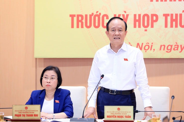 Đoàn đại biểu Quốc hội thành phố Hà Nội làm việc với các cơ quan trước kỳ họp thứ chín, Quốc hội khóa XV- Ảnh 7.