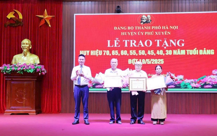 Phó Chủ tịch UBND Thành phố Dương Đức Tuấn trao Huy hiệu Đảng tại huyện Phú Xuyên- Ảnh 2.
