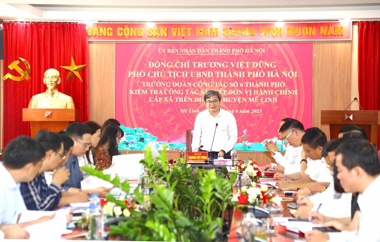 Phó Chủ tịch UBND Thành phố Trương Việt Dũng làm việc với huyện Mê Linh về công tác sắp xếp đơn vị hành chính cấp xã- Ảnh 5.