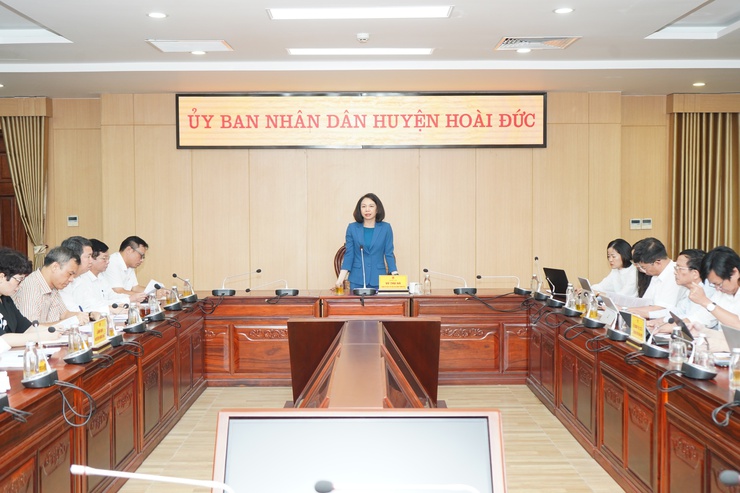 Phó Chủ tịch UBND Thành phố Vũ Thu Hà làm việc với huyện Hoài Đức về công tác sắp xếp đơn vị hành chính cấp xã- Ảnh 1.