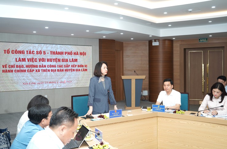 Phó Chủ tịch UBND Thành phố Vũ Thu Hà làm việc với huyện Gia Lâm về công tác sắp xếp đơn vị hành chính cấp xã- Ảnh 4.