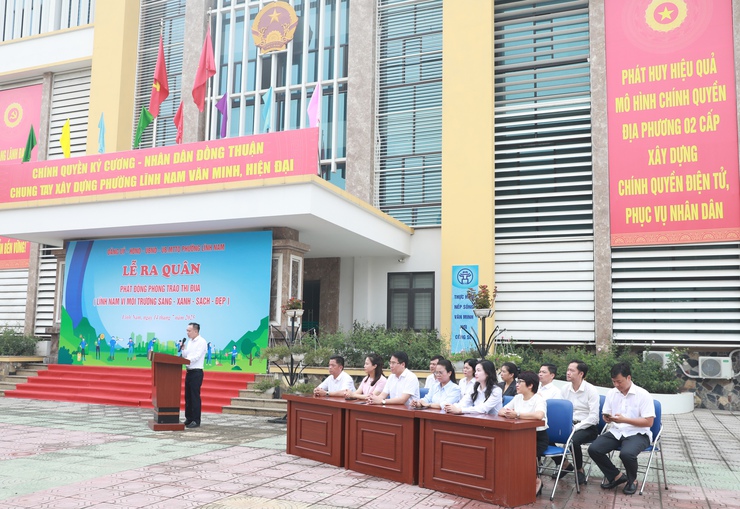 Phường Lĩnh Nam phát động tổng vệ sinh môi trường "Sáng-Xanh-Sạch-Đẹp"- Ảnh 1.