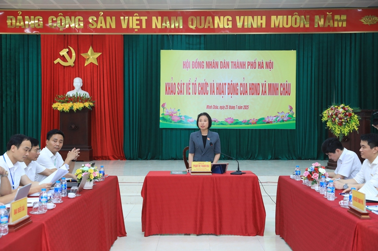 HĐND thành phố Hà Nội khảo sát về tổ chức hoạt động của HĐND xã Minh Châu- Ảnh 1.