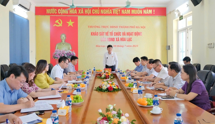 Thường trực HĐND Thành phố khảo sát về tổ chức và hoạt động của HĐND xã Hòa Lạc- Ảnh 1.